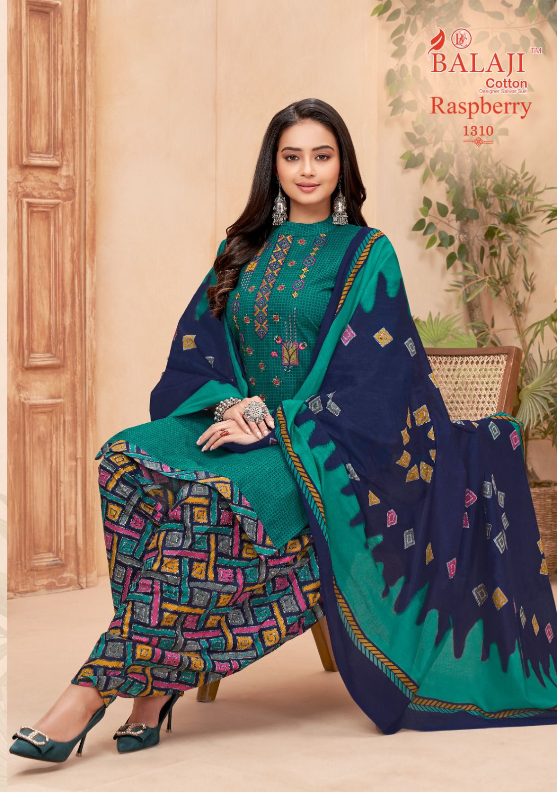 Balaji Raspberry Vol 13 Embroidery Cotton Dress Material
